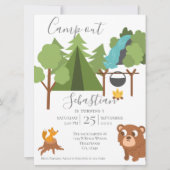 Camp Out Party mit Game auf der Rückseite Einladung (Vorderseite)