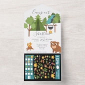 Camp Out Party mit Game on Back Invasion All In One Einladung (Innen Boden)