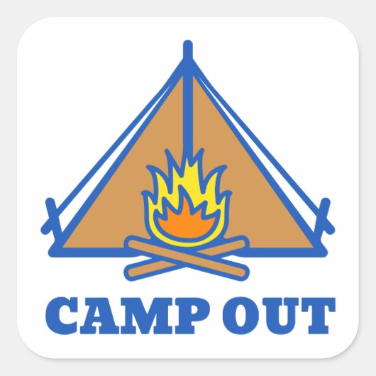 Camp out quadratischer aufkleber (Vorderseite)
