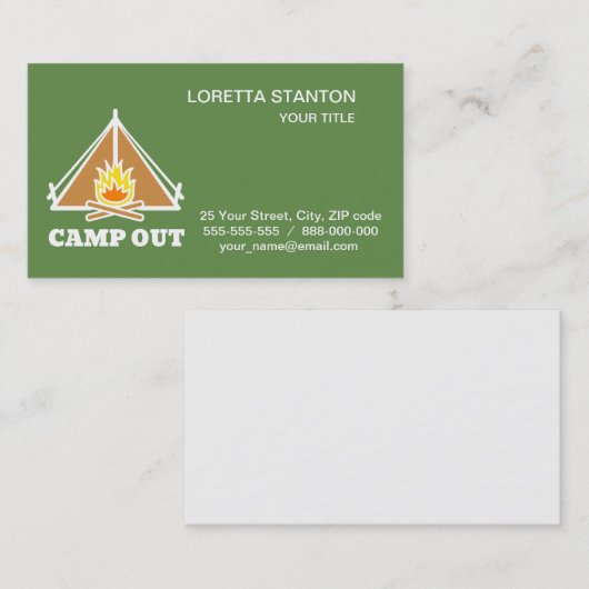Camp out visitenkarte (Vorne/Hinten)