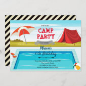 Camp-Pool-Geburtstagsfeier Dankeskarte (Vorne/Hinten)