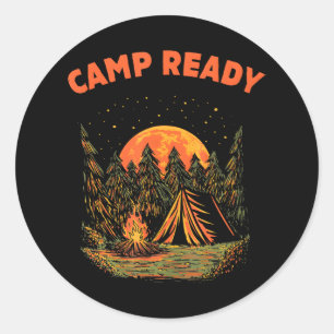 Camp Ready Summer Camping Tropical Camper Trip Runder Aufkleber