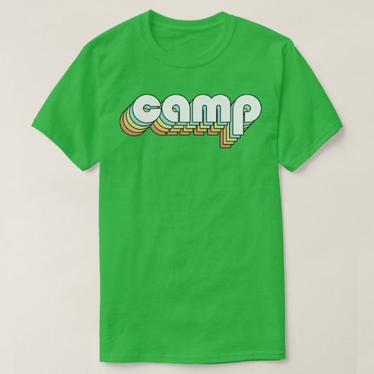 Camp Retro Rainbow Typografie verblasst T-Shirt (Design vorne)