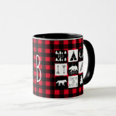 Camp Rustic Woodland Tiere Buffalo Karo Kariert Tasse (VorderseiteRechts)