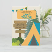 Camp & Sign Birthday Einladung (Stehend Vorderseite)
