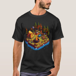 Camp Site Pixel Art Style T-Shirt