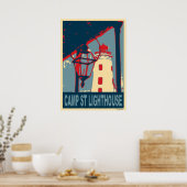 Camp St Lighthouse in Blau und Rot. Poster (Küche)