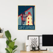 Camp St Lighthouse in Blau und Rot. Poster (Heimbüro)