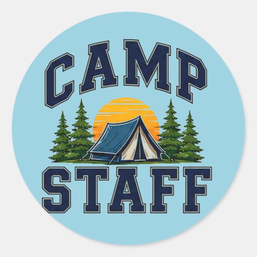 🏕️ Camp-Stab-Team-Typografie 👕 Runder Aufkleber (Vorderseite)