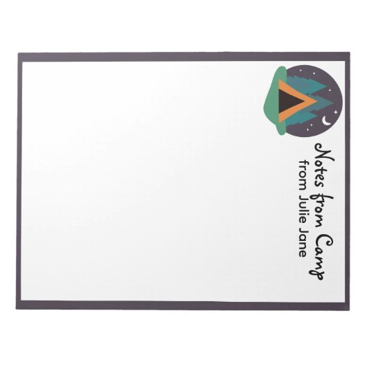 Camp Stationery Watercolor Zent für benutzerdefini Notizblock (Vorderseite)