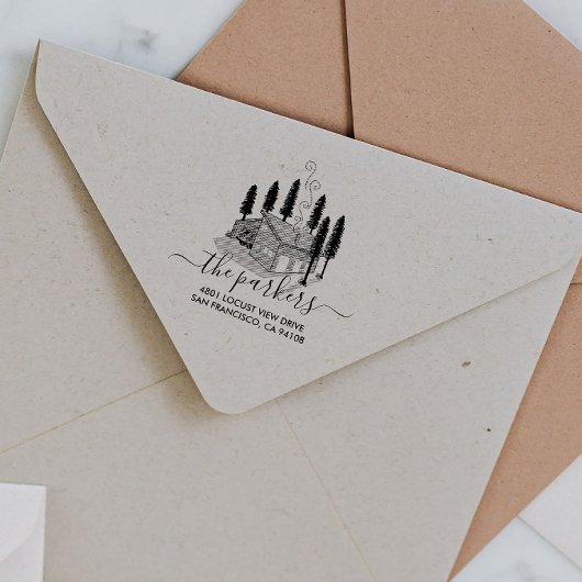 Camp-Thema | Rücksendeadresse für Familienname Gummistempel