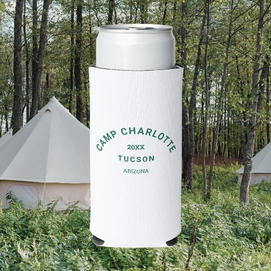 Camp Theme Bachelorette Forest Green Wappen Selters Dosenkühler