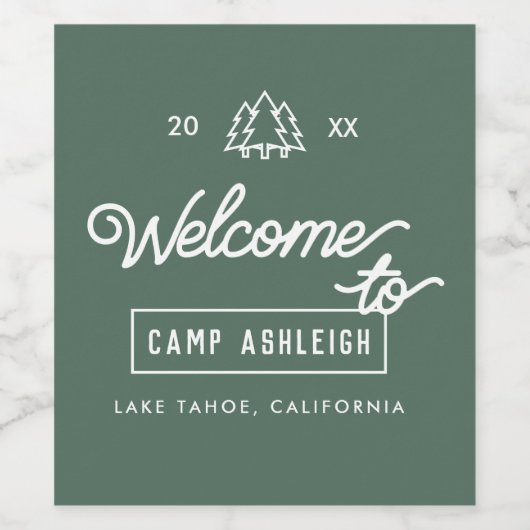 Camp Theme Junggeselinnen-Abschied Custom Weinetikett (Einzelnes Label)