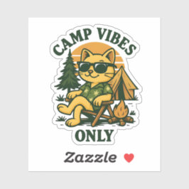 Camp Vibes only - Sunset Kitten Camping Sticker