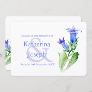 Campanula Blume Aquarellblau Hochzeit einladen Einladung