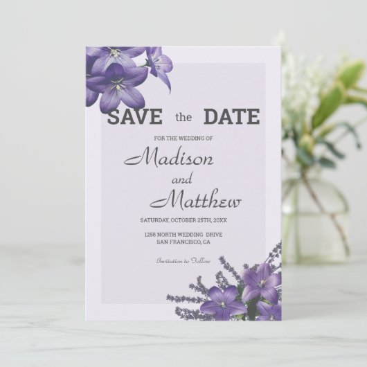 Campanula-Blume Einladung (Stehend Vorderseite)