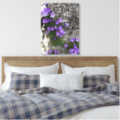 Campanula-Blume wachsen auf einer Mauer Leinwanddruck (Insitu (Schlafzimmer))