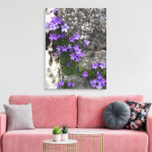 Campanula-Blume wachsen auf einer Mauer Leinwanddruck (Insitu (Wohnzimmer))