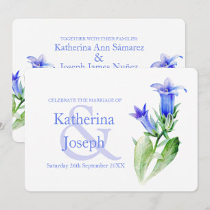 Campanula-Blumen-Aquarell blaue Hochzeitseinladung Einladung