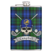 Campbell Abzeichen & Tartan Personalisiert Skull G Flachmann (Vorderseite)