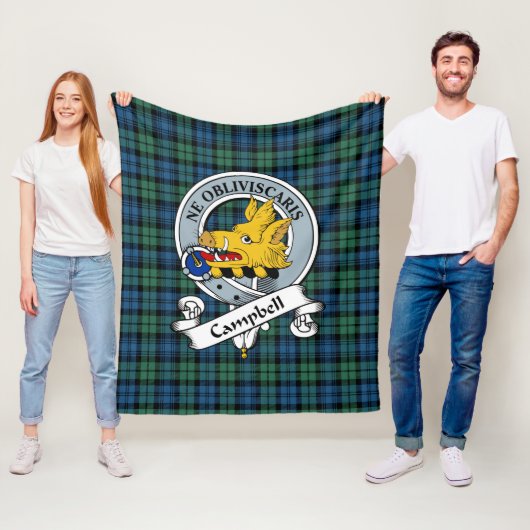 Campbell Ancient Clan Abzeichen Tartan Kariert Fleecedecke (Beispiel)