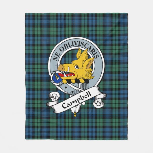 Campbell Ancient Clan Abzeichen Tartan Kariert Fleecedecke (Vorderseite)