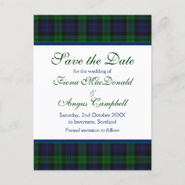 Campbell Black Watch Tartan Hochzeit Speichern Sie Ankündigungspostkarte