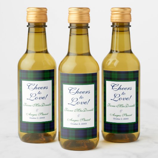Campbell Black Watch Tartan Wedding Rette ein Datu Weinetikett (Flaschen)