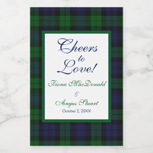 Campbell Black Watch Tartan Wedding Rette ein Datu Weinetikett (Einzelnes Label)