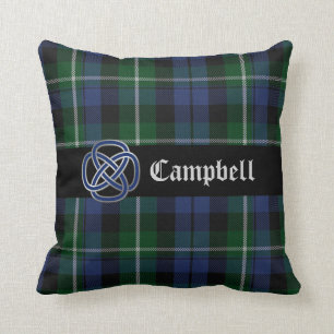 Campbell blauer und grüner Tartan-kariertes Kissen