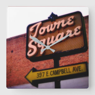 Campbell CA Historic Vintag Town Square Quadratische Wanduhr