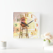 Campbell CA Historischer Wasserturm Wall Clock Quadratische Wanduhr (Zuhause)