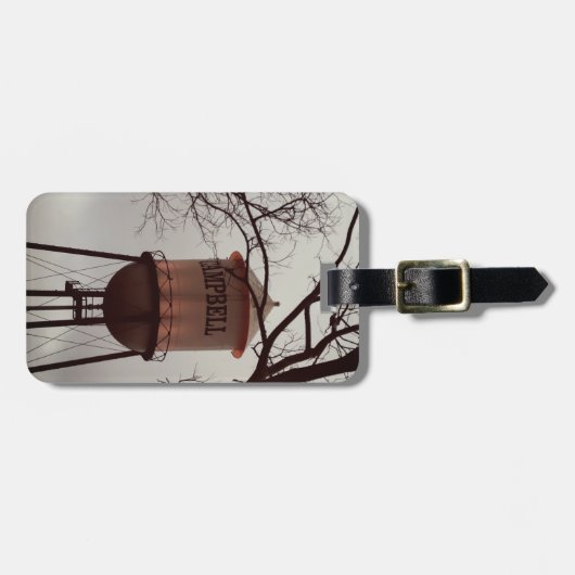 Campbell CA Water Tower Gepäckmarke Gepäckanhänger (Vorderseite horizontal)