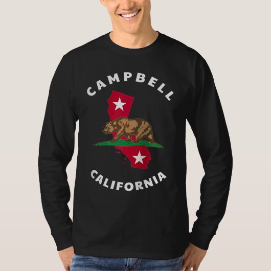 Campbell California CA Flag and Bear Badge Souveni T-Shirt (Vorderseite)