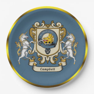 Campbell Clan-Abzeichen Blau Personalisierter Papi Pappteller