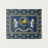 Campbell Clan Abzeichen & Motto w/Unicorns Wandteppich (Vorderseite (Horizontal))