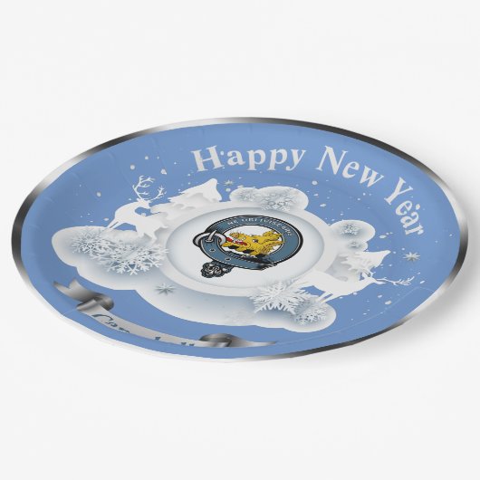 Campbell Clan Abzeichen Personalisiert Winter Pappteller (Schrägansicht)