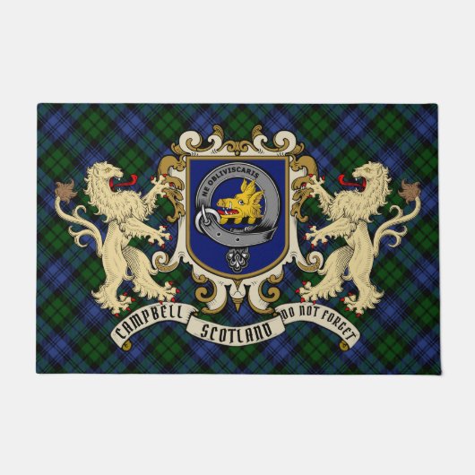 Campbell Clan Abzeichen & Tartan Fußmatte (Vorderseite)