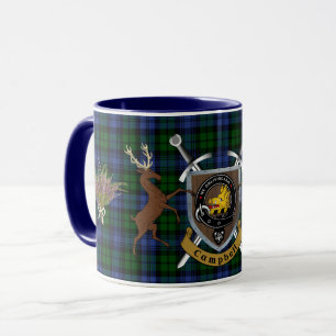 Campbell Clan Abzeichen & Tartan Highland Tasse