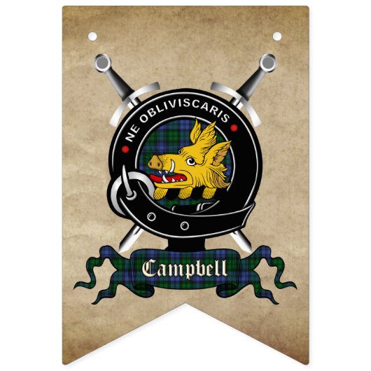 Campbell Clan Abzeichen & Tartan Jagdfahnen Wimpelkette (Erste Fahne)
