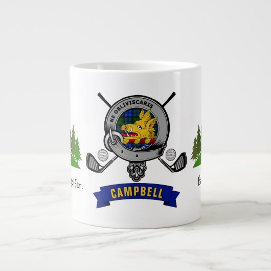 Campbell Clan Abzeichen & Tartan Personalisiert Go Jumbo-Tasse (Vorderseite)