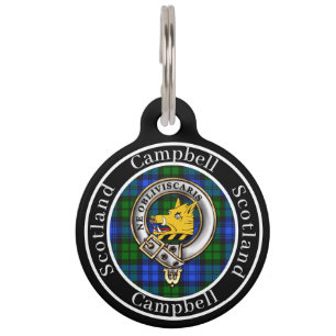 Campbell Clan Abzeichen & Tartan Personalisiert Haustiermarke
