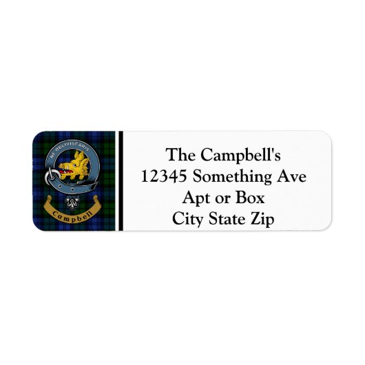 Campbell Clan Abzeichen & Tartan Personalisierte R (Vorne)