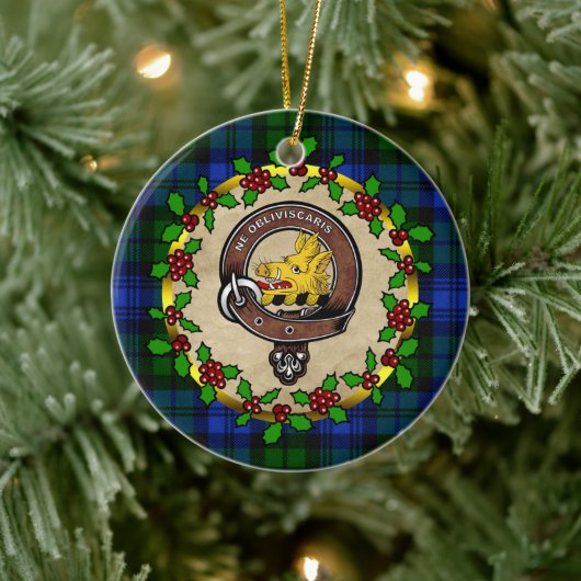 Campbell Clan Abzeichen & Tartan Personalisierte W Keramik Ornament (Baum)