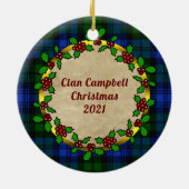 Campbell Clan Abzeichen & Tartan Personalisierte W Keramik Ornament (Hinten)