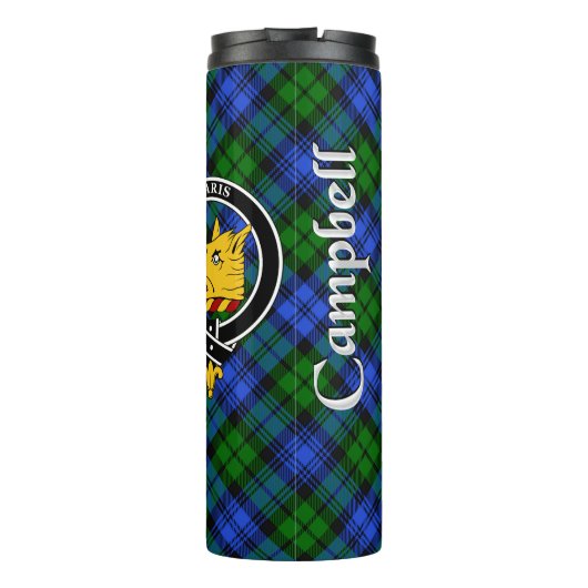 Campbell Clan Abzeichen & Tartan Thermosbecher (Rückseite)