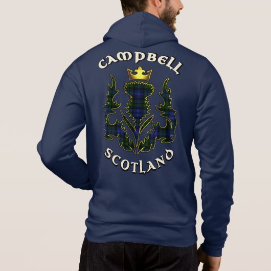 Campbell Clan Abzeichen & Tartan w/Motto Hoodie (Rückseite)