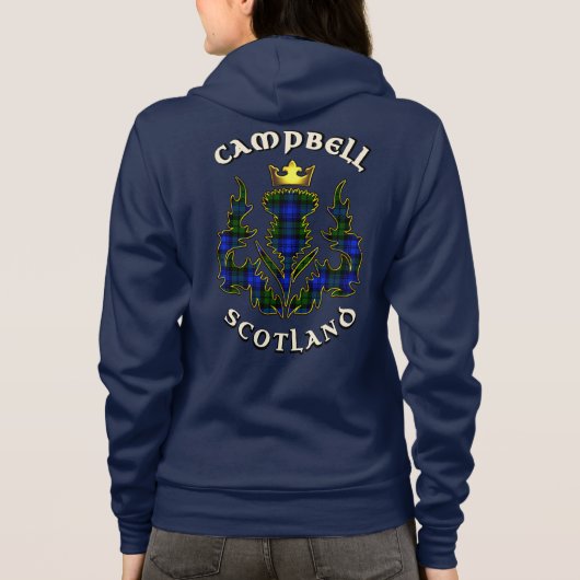 Campbell Clan Abzeichen & Tartan w/Motto Hoodie (Rückseite)
