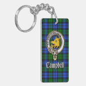 Campbell Clan Badge/Tartan Rectangle Schlüsselanhänger (Vorderseite links)