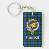 Campbell Clan Badge/Tartan Rectangle Schlüsselanhänger (Vorderseite)